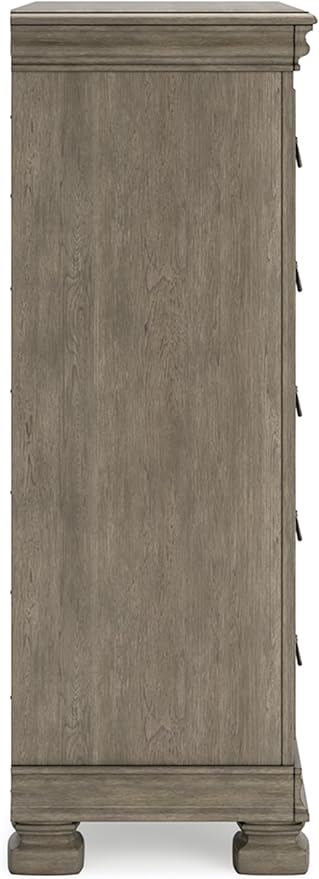 Signature Design by Ashley Lexorne Traditional 5 Drawer Chest with Felt-lined Top Drawer for Bedroom, Gray