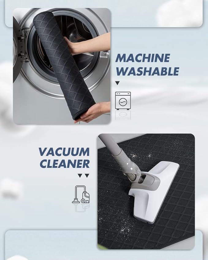 AMOAMI Ultra Thin Bathroom Rugs, Rubber Backed Bath Mats for Bathroom Non Slip, Absorbent Bathroom Mat for Floor, Shower, Sink (Black, 24"x35")