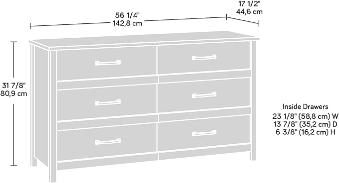 Sauder Cannery Bridge 6 Drawer Dresser, Lintel Oak finish
