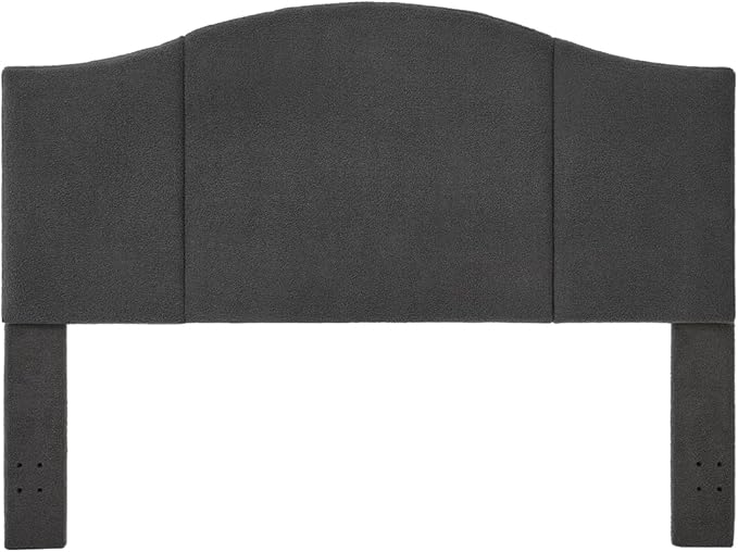 24KF Middle Century Upholstered Foldable King Headboard, Modern Boucle Teddy Fabric, California King, Dark Gray