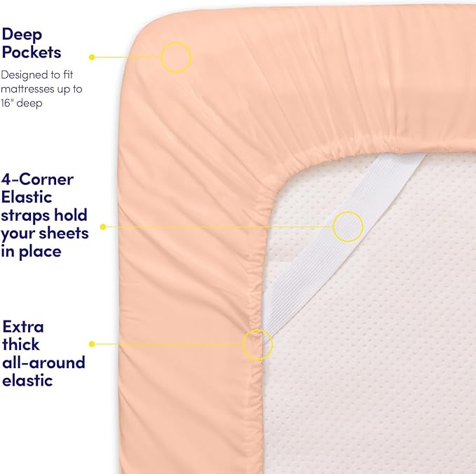 1500 Supreme Collection King Sheet Sets Peach - Luxury Hotel Bed Sheets and Pillowcase Set for King Mattress - Extra Soft, Elastic Corner Straps, Deep Pocket Sheets, King Peach