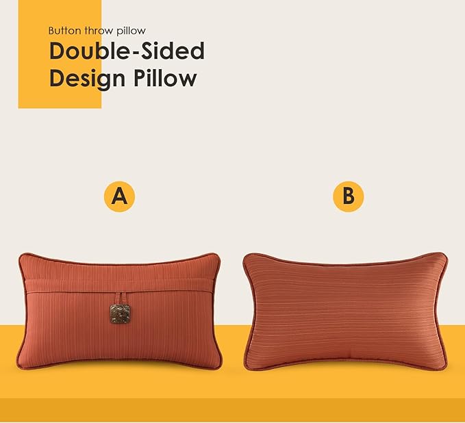 Outdoor Decorative Pillows with Coconut Button Pack of 4, 20" x 12" Outdoor Pillow Set for Couch Bed Throw Patio Sofa, Coral Red