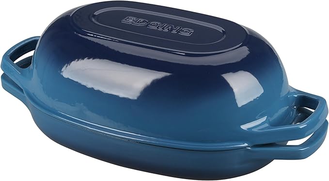 Enameled Cast Iron Dutch Oven Pot with Lid, Oval Dutch Oven for Bread Baking, Bread Oven for Homemade Sourdough Bread Baking, 5qt, Lake Blue