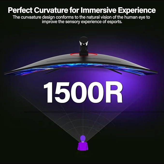 Gawfolk 34 Inch Ultrawide Curved Gaming Monitor, 1500R PC Screen UWQHD 3440x1440, 165hz Curved Computer Screen with FreeSync, Multi-Directional Adjustable Base