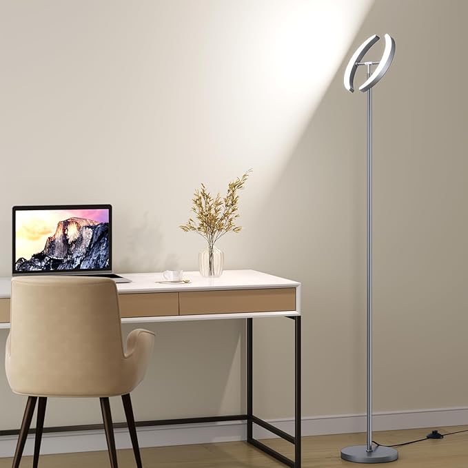 SUNMORY Floor Lamps for Living Room, 28W Bright LED Floor Lamp with 2 Rotatable Lights & Remote Control, 74" Tall Standing Lamp with Stepless Dimmable, Modern Reading Corner Lamp for Bedroom, Office