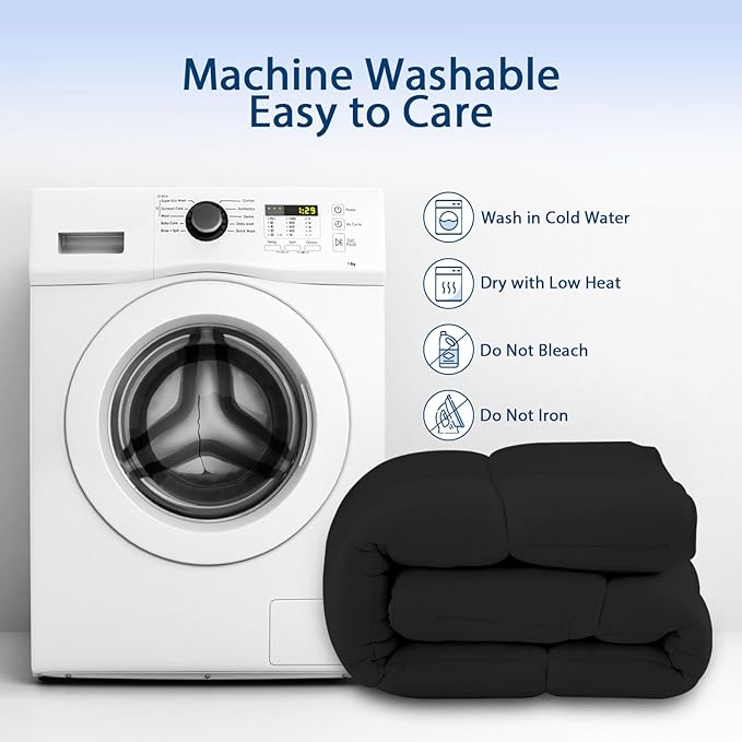 ELEMUSE Queen Black Cooling Bamboo Viscose Mattress Topper for Back Pain, Extra Thick Mattress Pad Cover, Plush Soft Pillowtop with Elastic Deep Pocket, Overfilled Down Alternative Filling