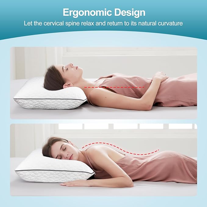 Cooling Pillows Queen Size Set of 2, Shredded Memory Foam Pillows, Firm Pillow Adjustable Cooling Bed Pillows for Hot, Side, Back and Stomach Sleepers, Queen