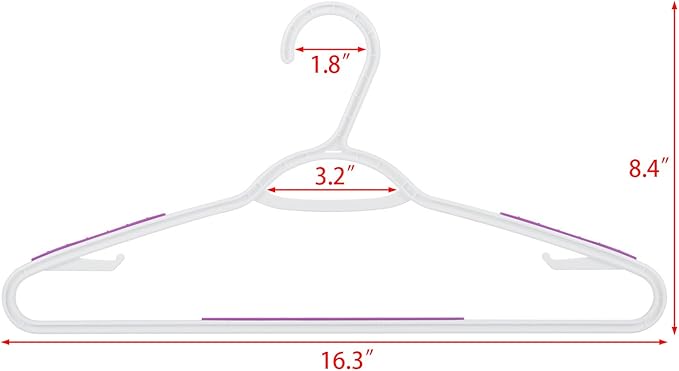 30 Pack Bendable Plastic Hangers Light-Weight Non-Slip Clothes/Suit Hangers (Purple)