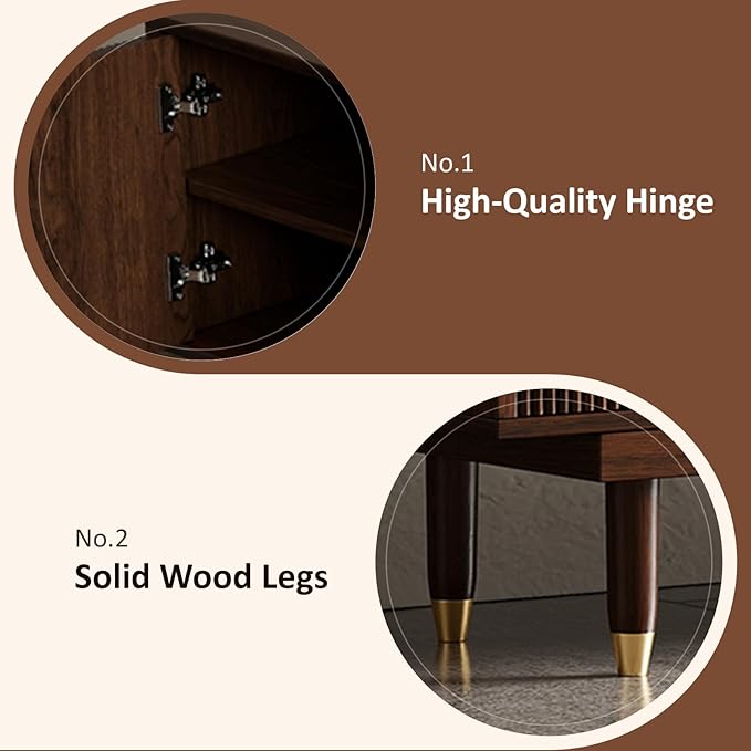 XEW Walnut TV Stand for 75 inch TV, 70.9" Entertainment Center with 2 Storage Cabinet & 2 Drawers, Modern TV Console, Mid Century Media Console for Living Room/Bedroom