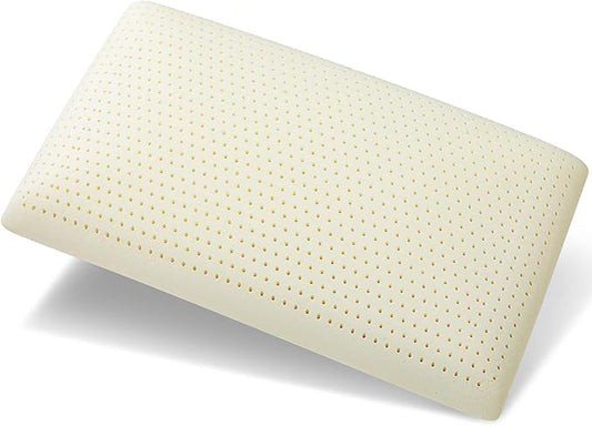 100% Talalay Latex Pillow, Luxury Queen Sleeping Bed Pillow for Side, Back, and Stomach Sleepers, Firm Natural Latex Foam Pillow, Removable Breathable Cotton Cover (Firm, Queen)