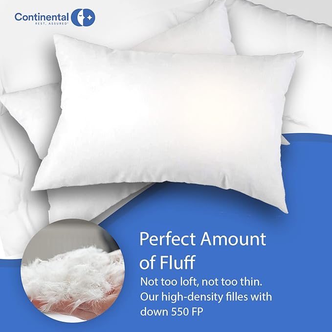 Firm Goose Down Pillow 1 Pack Standard Size 25 Ounce 20x26 Inch RDS Certified Fine Cotton Shell - Made in USA - Firm White Down Pillow