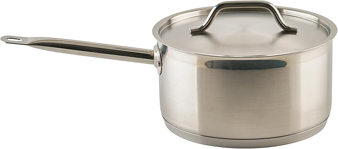 Winco Heavy-Duty Stainless Steel Sauce Pan with Cover, 6 Quart