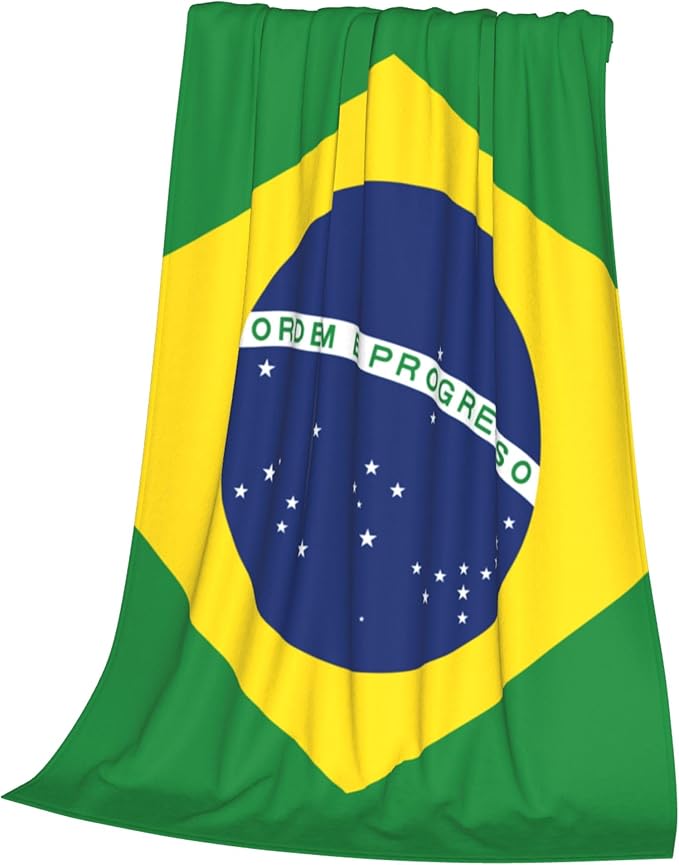 Brazil Flag Lightweight Throw Blanket 80x60 Inch, Travel Blanket Cozy Plush Warm Blankets for Bedroom Living Rooms Sofa Beds Office