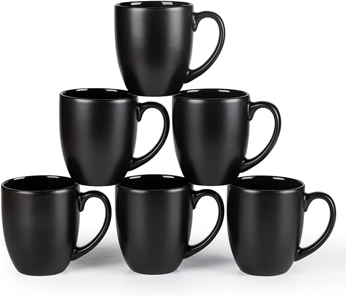 GBHOME 16oz Coffee Mugs Set of 6, Large Ceramic Coffee Mugs for Man, Woman, Dad, Mom, Modern Coffee Mugs Set with handle for Tea/Latte/Cappuccino/Milk/Cocoa. Dishwasher&Microwave Safe,Multi-Color