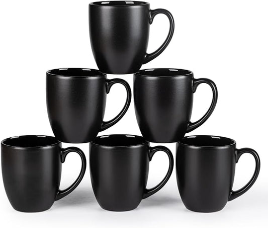 GBHOME 12oz Coffee Mugs Set of 6, Large Ceramic Coffee Mugs for Man, Woman, Dad, Mom, Modern Coffee Mugs Set with handle for Tea/Latte/Cappuccino/Milk/Cocoa. Dishwasher&Microwave Safe,Multi-Color