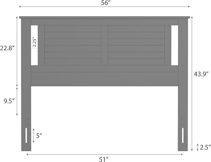 Serene Poplar Wood Full Headboard, Modern Farmhouse Panel with Horizontal Scoring, Full Size Headboard in Black, Casual Coastal Style, Easy Assembly, Quality Materials