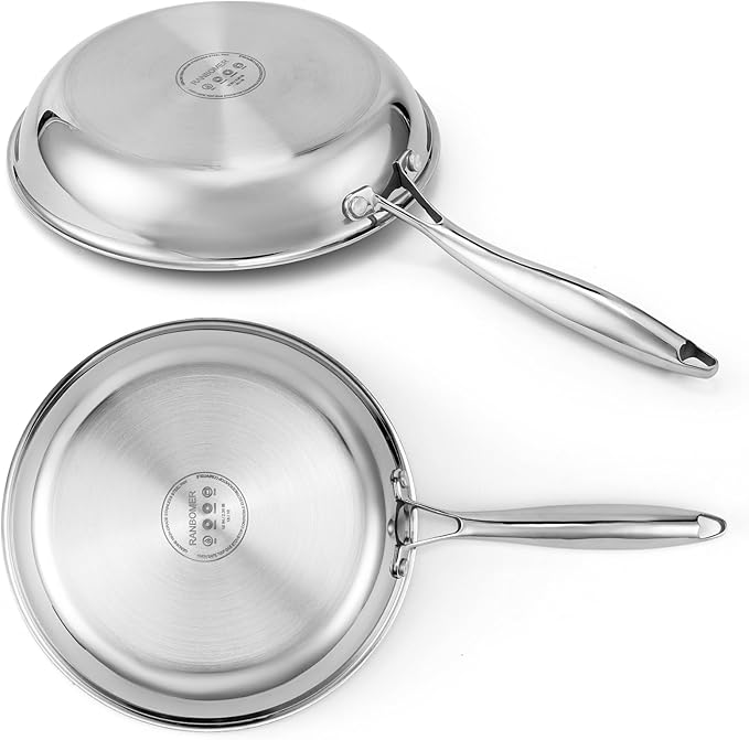 Stainless Steel Pan 10 Inch，Non-Toxic PFAS, PFOA & PTFE Free, Compatible With All Cooktops & Induction Safe, Oven Safe Pan for Searing & Sautéing, Long Lasting Cookware. (10 Inch)