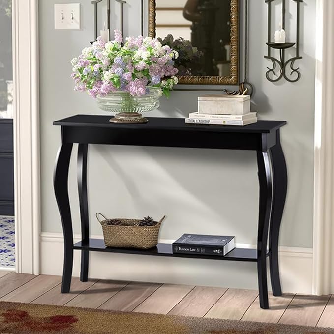ChooChoo Narrow Console Table, Chic Accent Sofa Table, Entryway Table, 39.3 Inch, Black
