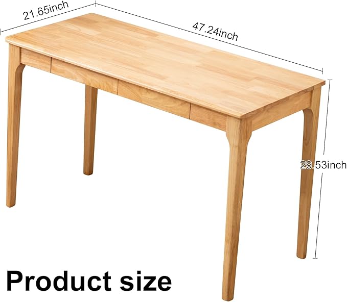 Solid Wood Desk, Gaming Study Home Office Desks for Work, Student PC Desk for Bedroom, Small Computer Desk for Small Spaces, Easy to Assemble (Wood Color, 47inch)