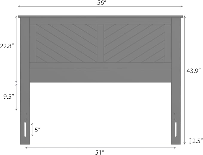Serene Poplar Wood Full Headboard, Modern Farmhouse Panel with Chevron Scoring, Full Size Headboard in Black, Casual Coastal Style, Easy Assembly, Quality Materials