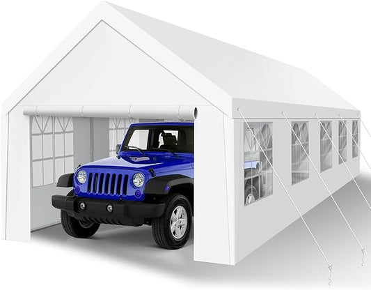 Heavy Duty Carport, Spacious 16'x32' Outdoor Shelter Portable Garage, Waterproof Canopy with Easy Assembly & All-Weather Protection