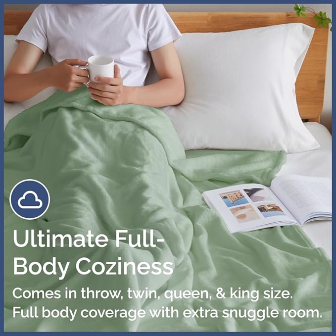 Ultra Soft Fleece Blanket Queen Size - Flannel Fleece Luxury Queen Blanket - Lightweight for Couch Bed Chair - Thick, Warm and Breathable - All Season Cozy Anti-Static Microplush Bedding, Sage Green