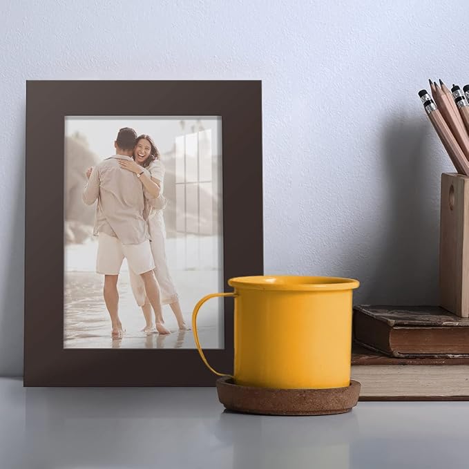 Renditions Gallery 3.5x5 inch Picture Frame High-end Modern Style, Made of Solid Wood and High Definition Glass Ready for Wall and Tabletop Photo Display, Brown Frame