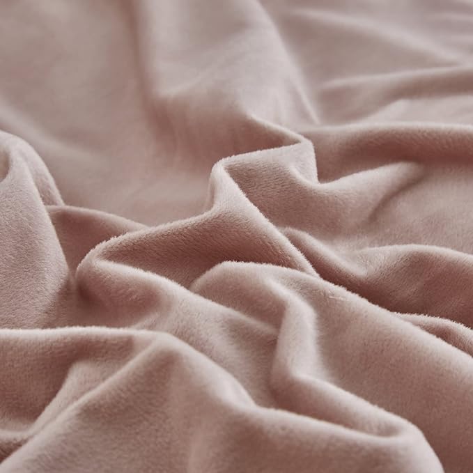Cottonight Pink Velvet Comforter Set - California King Dusty Pink Flannel Bedding - Thick Heavyweight Blush Pink Warm Blanket Quilts - Winter 3 Piece Set for Cal King Bed