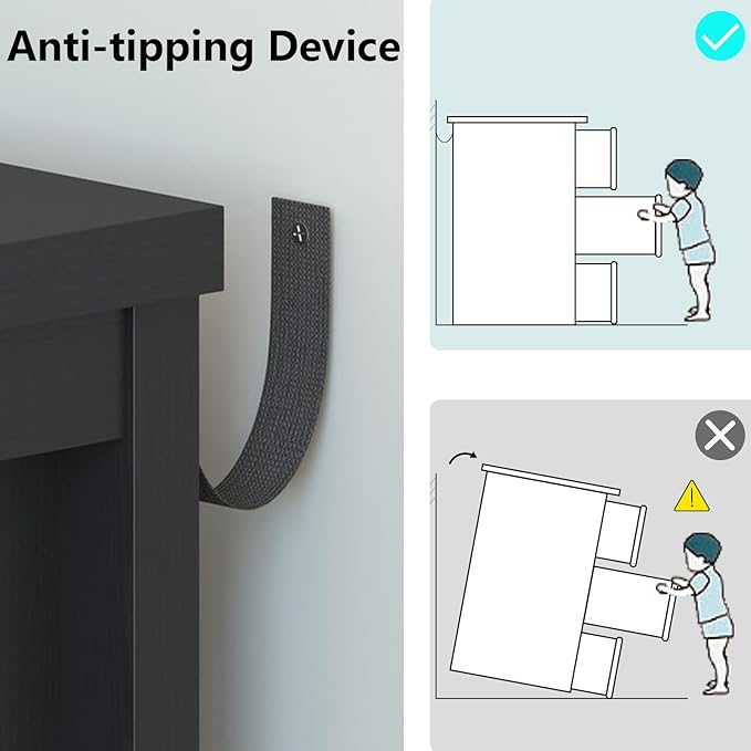 Black Dresser for Bedroom, 47.3" Modern Dresser for Closet TV Stand, 6 Drawer Wood Dressers & Chest of Drawers with Black Knobs, Wide Closet Storage Organizer for Living Room, Hallway