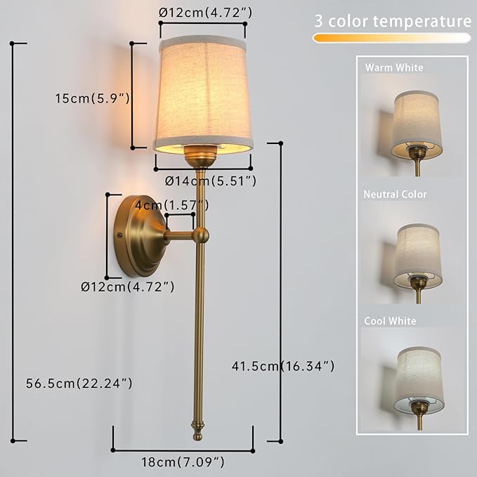 Battery Operated Sconces Wall Lighting Fixture Set of 2 with Linen Fabric Shade, RGB Color Changing USB Rechargeable Wall Mounted Lamp for Living Room Bedside Nightstand Light