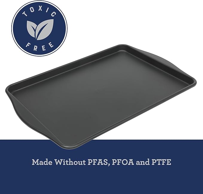 Oster Teston 18 x 13 Inch Nonstick Carbon Steel Cookie Baking Sheet - Matte Black
