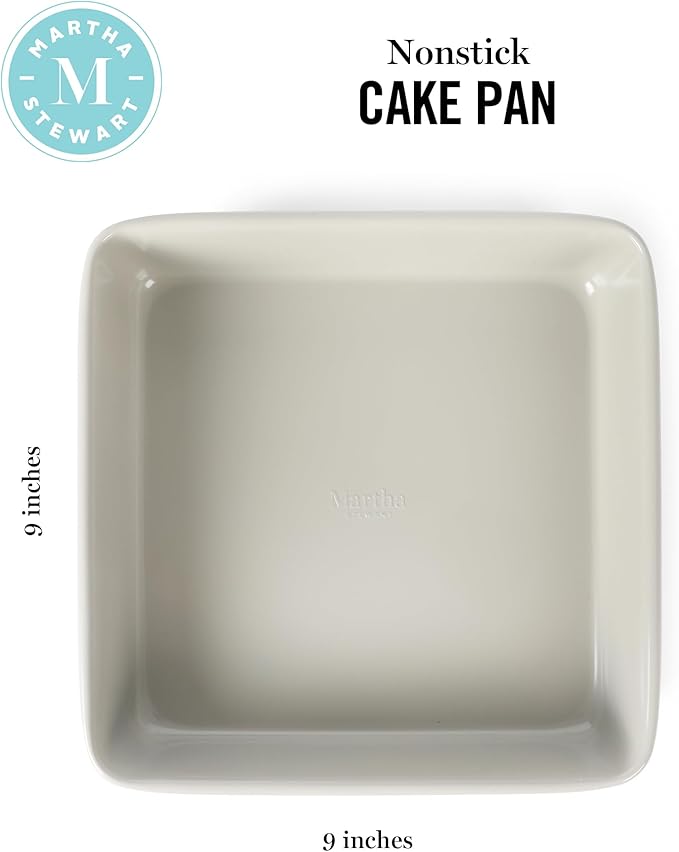 Martha Stewart Gallen 9 Inch Square Nonstick Carbon Steel Cake Pan - Cool Grey