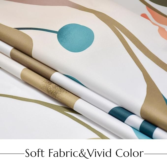 No Hook Shower Curtain with Snap in Liner, Colorful Flower Floral Heavy Duty See Through Window Waterproof Machine Washable Bathroom Curtain 71" W x 74" L (Pack of 1)