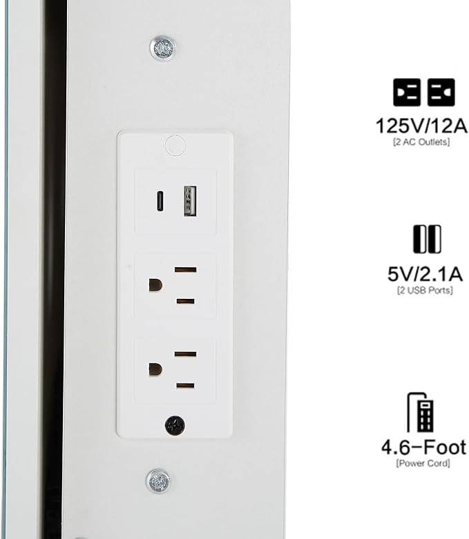 29.2" Small Vanity Desk with Mirror and Lights, Makeup Table with 2 AC+2 USB Power Station, Hair Dryer Bracket, Vanity Set with Drawers and Stool for Small Space Bedroom, White