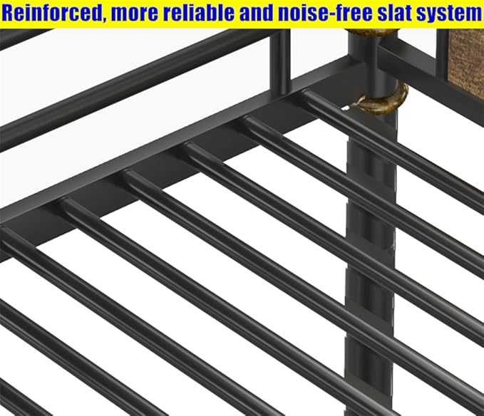 ULUCAN Reinforced Version & Stronger Convertible Steel Full XL Over Queen Size Bunk Bed Frame, Heavy Duty Thickened Safer More Stable Metal Bunkbeds (Full XL Over Queen)