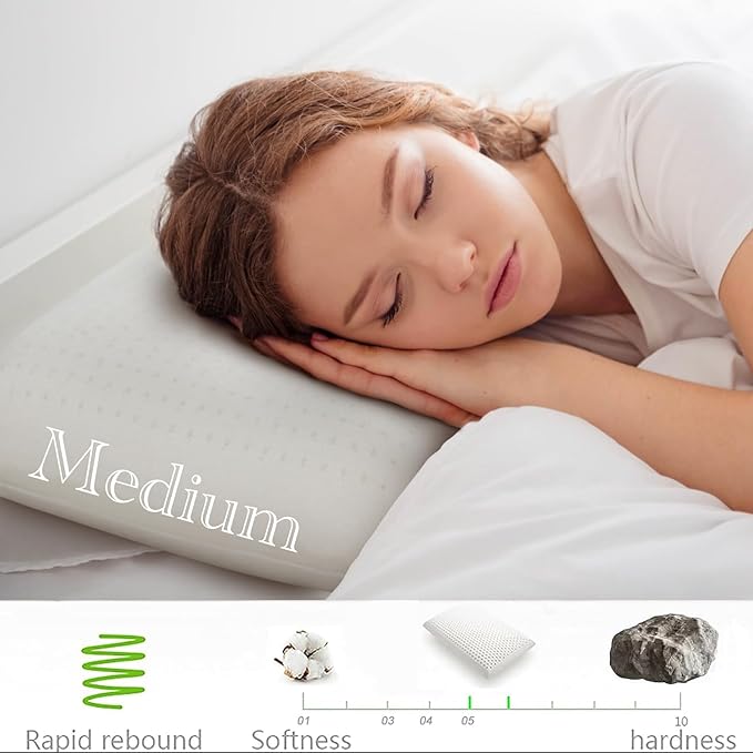 100% Talalay Latex Pillow, Luxury Queen Sleeping Bed Pillow for Side, Back, and Stomach Sleepers, Extra Soft Natural Latex Foam Pillow, Removable Breathable Cotton Cover (Medium, Queen)