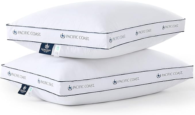 Pacific Coast Gusseted Bed Pillows for Side Sleepers and Back Sleepers, Goose Feather and Down Firm Pillows with 100% Cotton Shell, King Size Set of 2, Supportive Gusseted Pillows for Sleeping