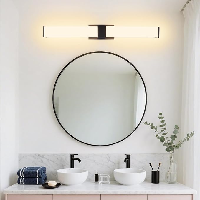 Kalium 33in Modern Wall Sconces, Dimmable Bathroom Vanity Lights, 3000K Warm White LED Indoor Sconces Lighting for Bathroom, Stairs, Living Room, Bedroom. Hardwired.