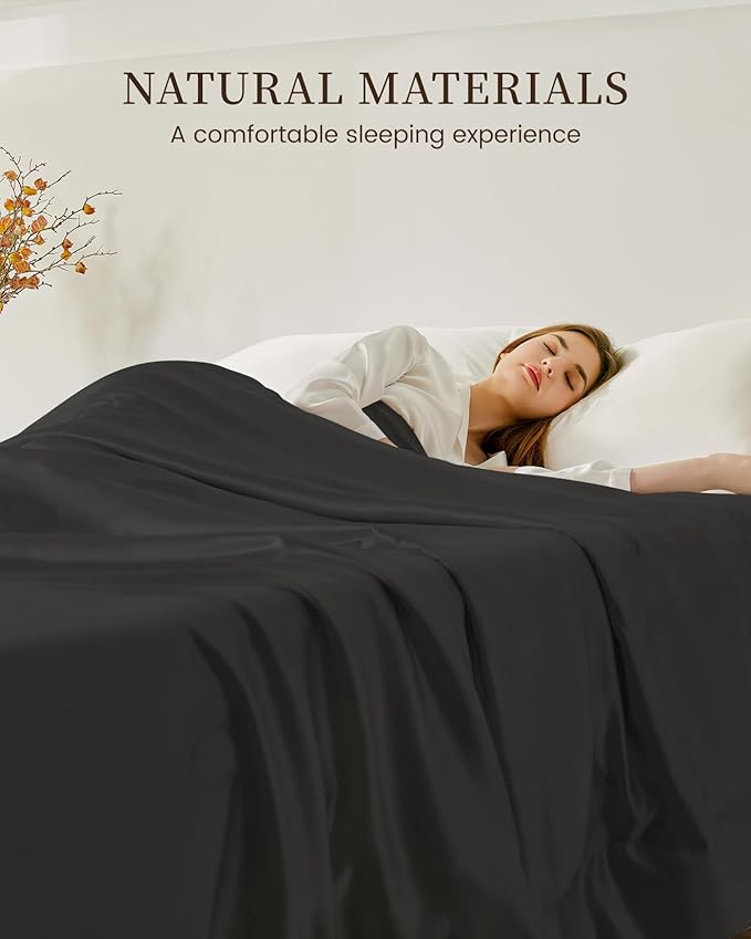 THXSILK Silk Blanket, 100% Mulberry Silk Cooling Throw, Soft and Lightweight Blanket for Bedroom, Sofa, Travel, All-Season (Black, Queen)