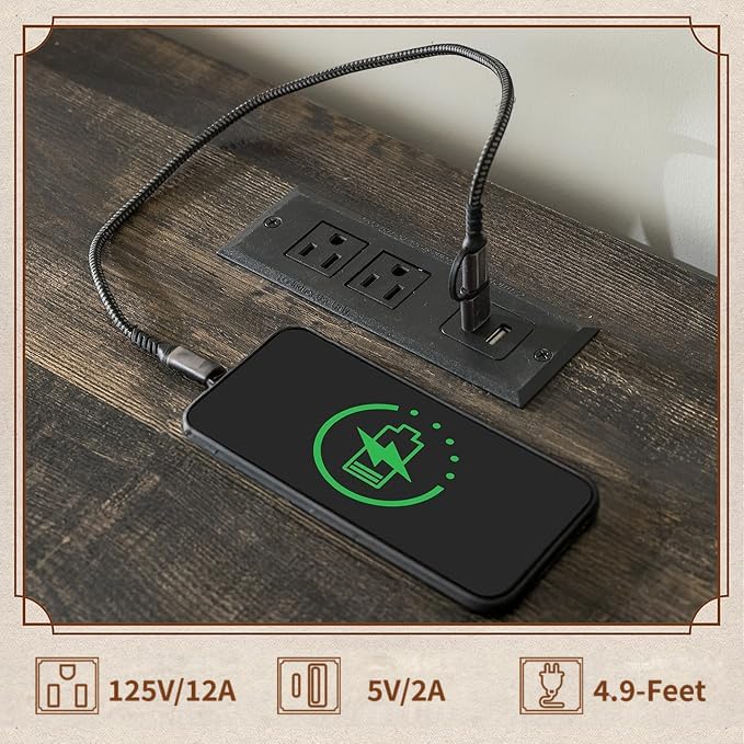 Dresser for Bedroom with Charging Station & Led Lights,55.02" TV Stand with 8 Drawers,Dressers & Chests of Drawers with Open Shelves,Hallway,Closet 55.02" W x 34.53" H x 15.77" D Rustic Oak