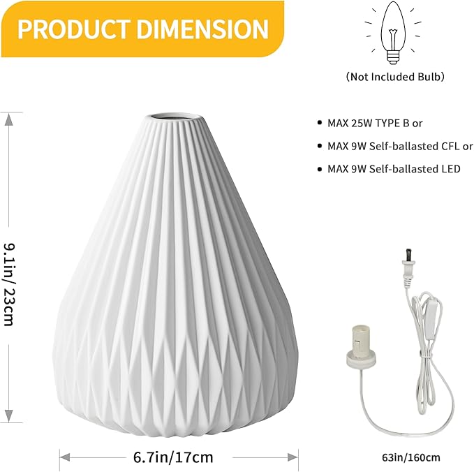 RONDURE 9.1" Modern Ceramic Table Lamp, Modern Bedside Lamps for Bedroom, Living Room and Nightstand, White Translucent Ceramic Shade, Warm Ambient Lighting, Home Decor