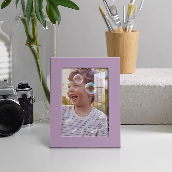 Renditions Gallery 3.5x5 inch Picture Frame High-end Modern Style, Made of Solid Wood and High Definition Glass Ready for Wall and Tabletop Photo Display, Violet Frame