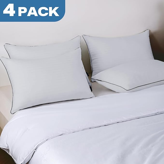 GOHOME Pillows King Size Set of 4 - Bed Pillows for Sleeping 4 Pack, Cooling Supportive Hotel Pillows with Premium Soft Down Alternative Fill for Side Stomach and Back Sleepers
