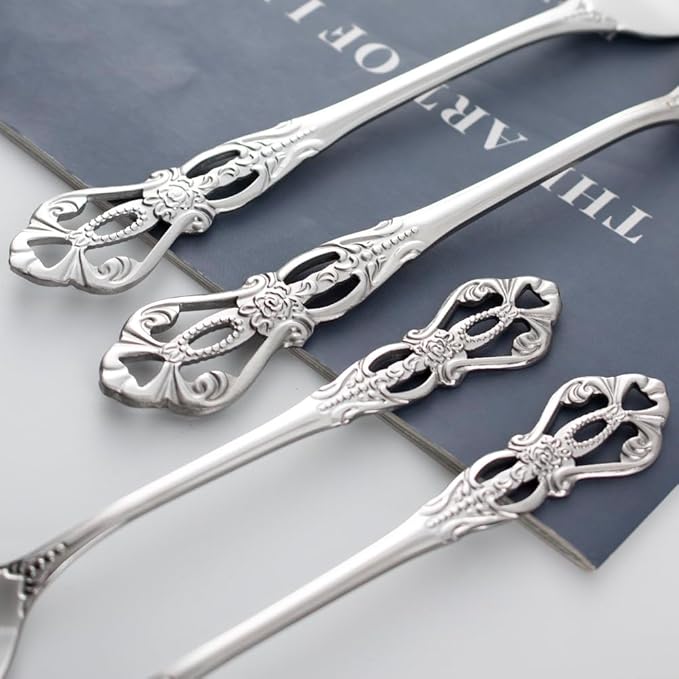 40-Piece Stainless Steel Flatware Set, Silver Silverware Set Service for 8, Cutlery Utensils Set