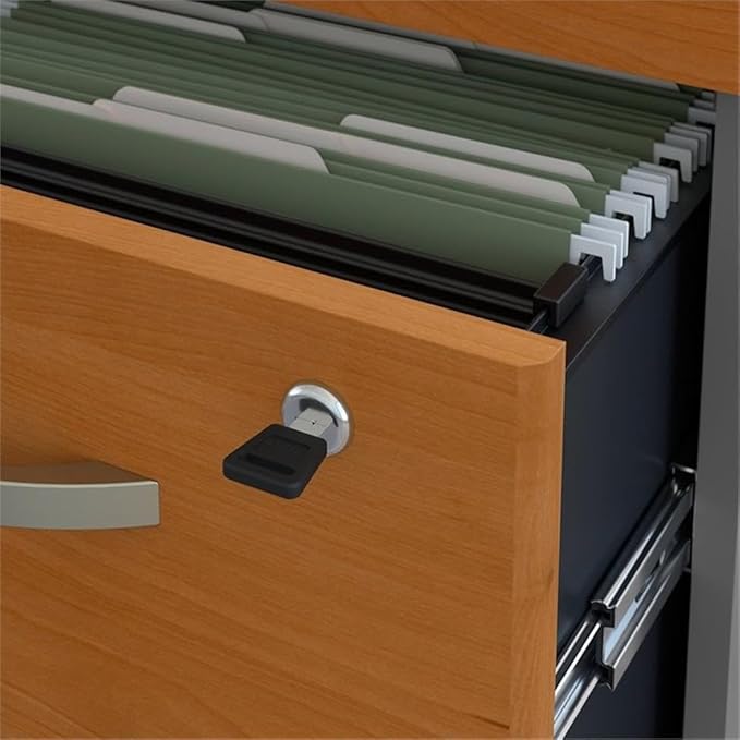Bush Business Furniture Series C 72W Office Desk with Bookcase and File Cabinets in Natural Cherry