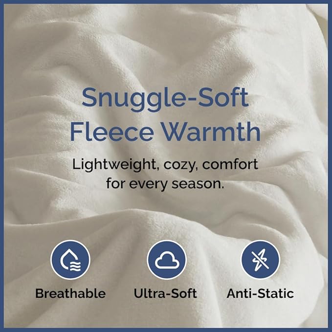 Ultra Soft Fleece Blanket King Size - Flannel Fleece Luxury King Blanket - Lightweight for Couch Bed Chair - Thick, Warm and Breathable - All Season Cozy Fuzzy, Anti-Static Microplush Bedding, Ivory
