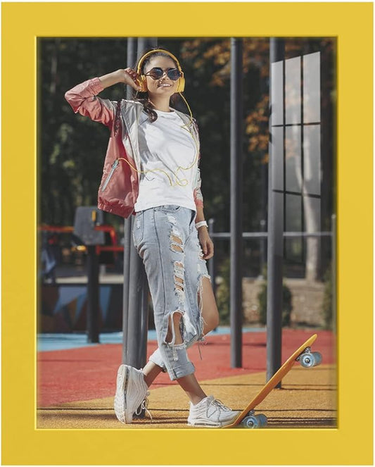 Renditions Gallery 8x10 inch Picture Frame High-end Modern Style, Made of Solid Wood and High Definition Glass Ready for Wall and Tabletop Photo Display, Yellow Frame