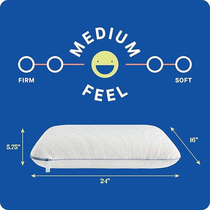 SEALY Dreamlife Queen Size Memory Foam Cooling Surface Guard Technology, Removable Machine-Washable Cover, 1 Year Warranty, White Pillow