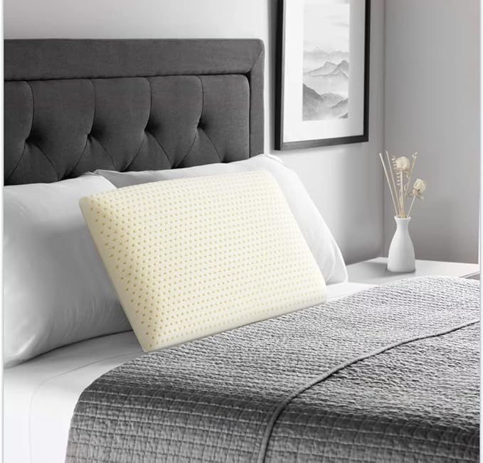 100% Talalay Latex Pillow, Natural Latex Sleeping Bed Pillow - Luxury Soft King Size Pillow for Side, Back, and Stomach Sleepers - Removable Breathable Cotton Cover