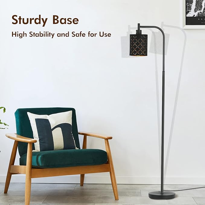 Gothic Floor Lamp with Laser-Cutout Lampshade, LED Standing Lamp for Living Room & Bedroom, 67 Inch Black Arc Modern Farmhouse Lamp with Foot Switch, E26 Base Socket, Perfect for Magic Decor Lamps
